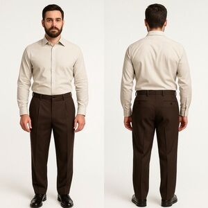 Classic Men's Dark Brown Dress Trousers